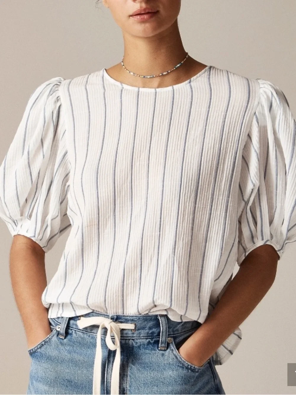 J. Crew Puff-sleeve top in sheer gauze